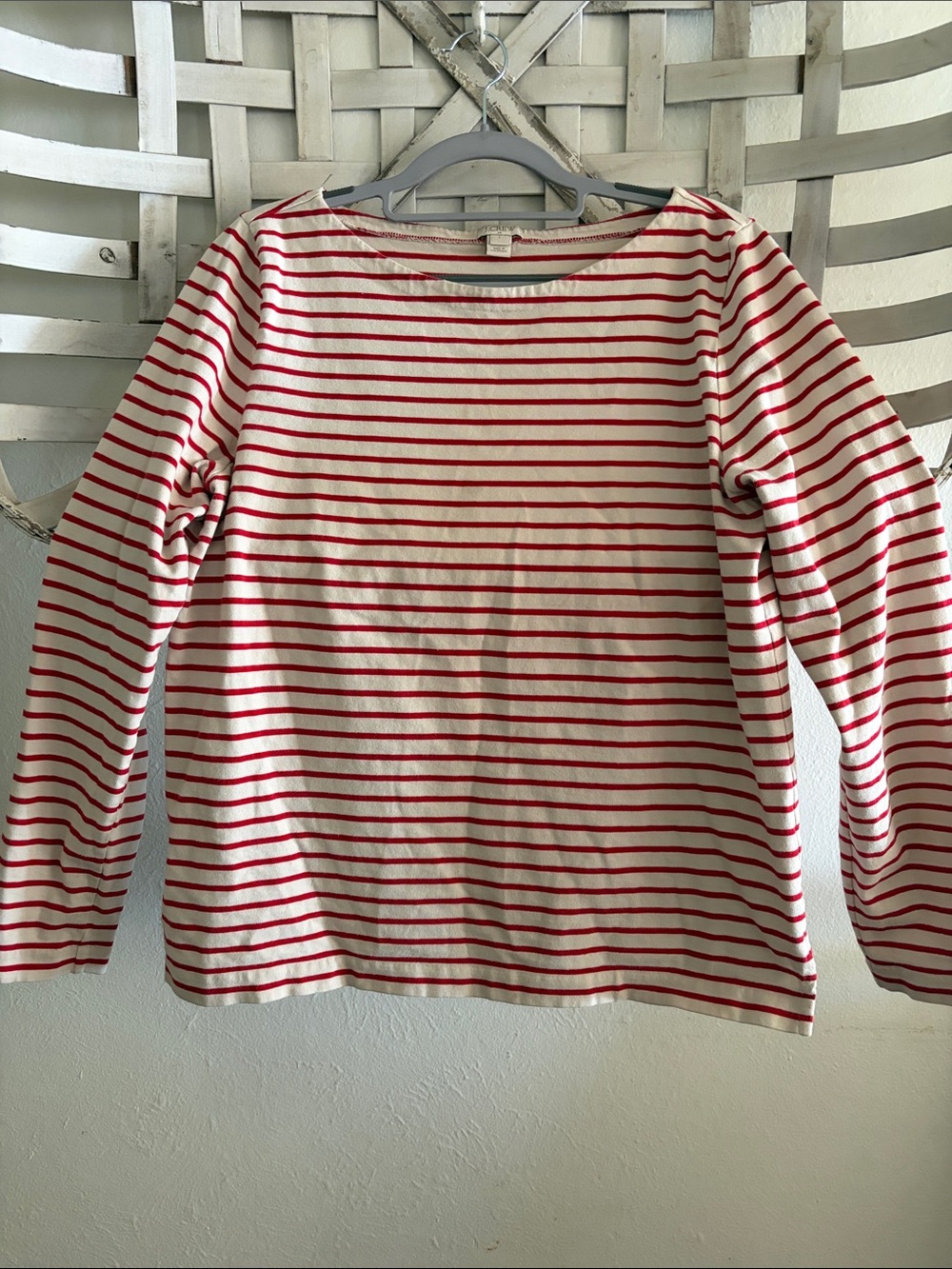 J. Crew Red and White Striped Long-Sleeve Tee